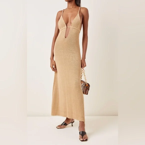 CULT GAIA Natural Kingsley Linen-Blend Knit Maxi Dress - Picture 1 of 4